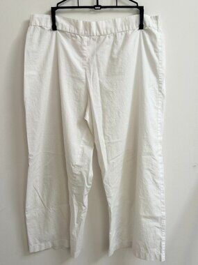 LIVELY White 100% Cotton Wide Leg Crop Lounge Pants L